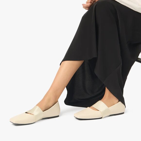 New WeWoreWhat Strap Ballet Vegan Leather Removable Strap Ivory Flats 38 EU/8 US - Picture 1 of 14